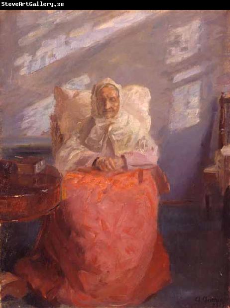 Anna Ancher Mrs Ane Brndum in the blue room